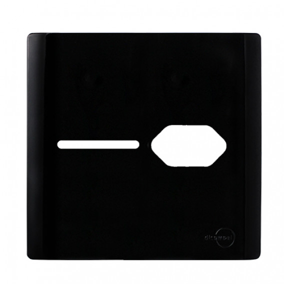 Placa p/ 1 Tomada + Interruptor 4x4 - Novara Preto Brilhante 